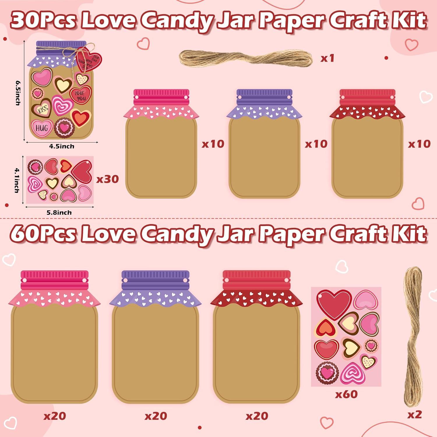 Kit de Manualidades WATINC 30PCS Tarro de Dulces Corazón