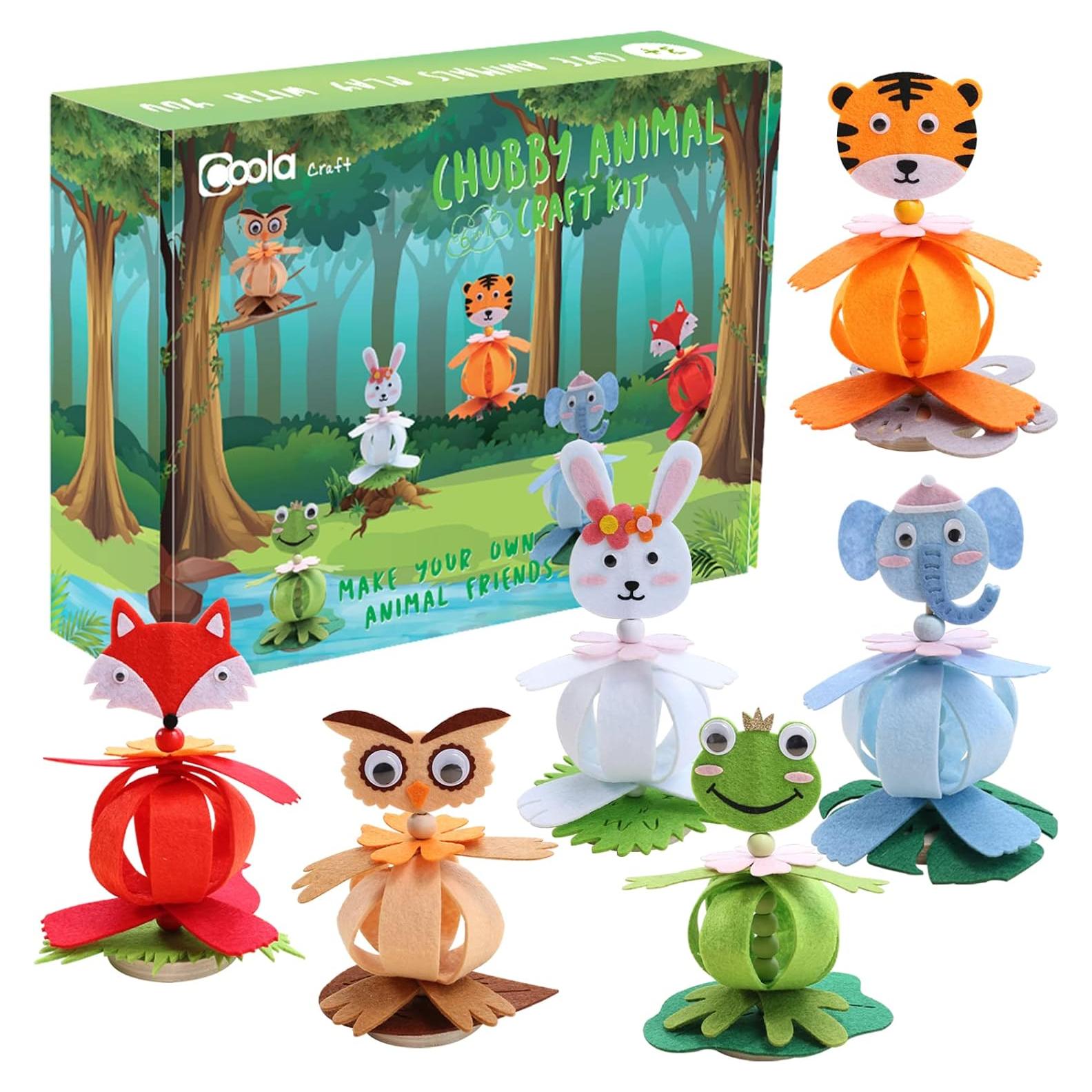Kit de Manualidades Coola para Niños - 6 Animales de Fieltro DIY