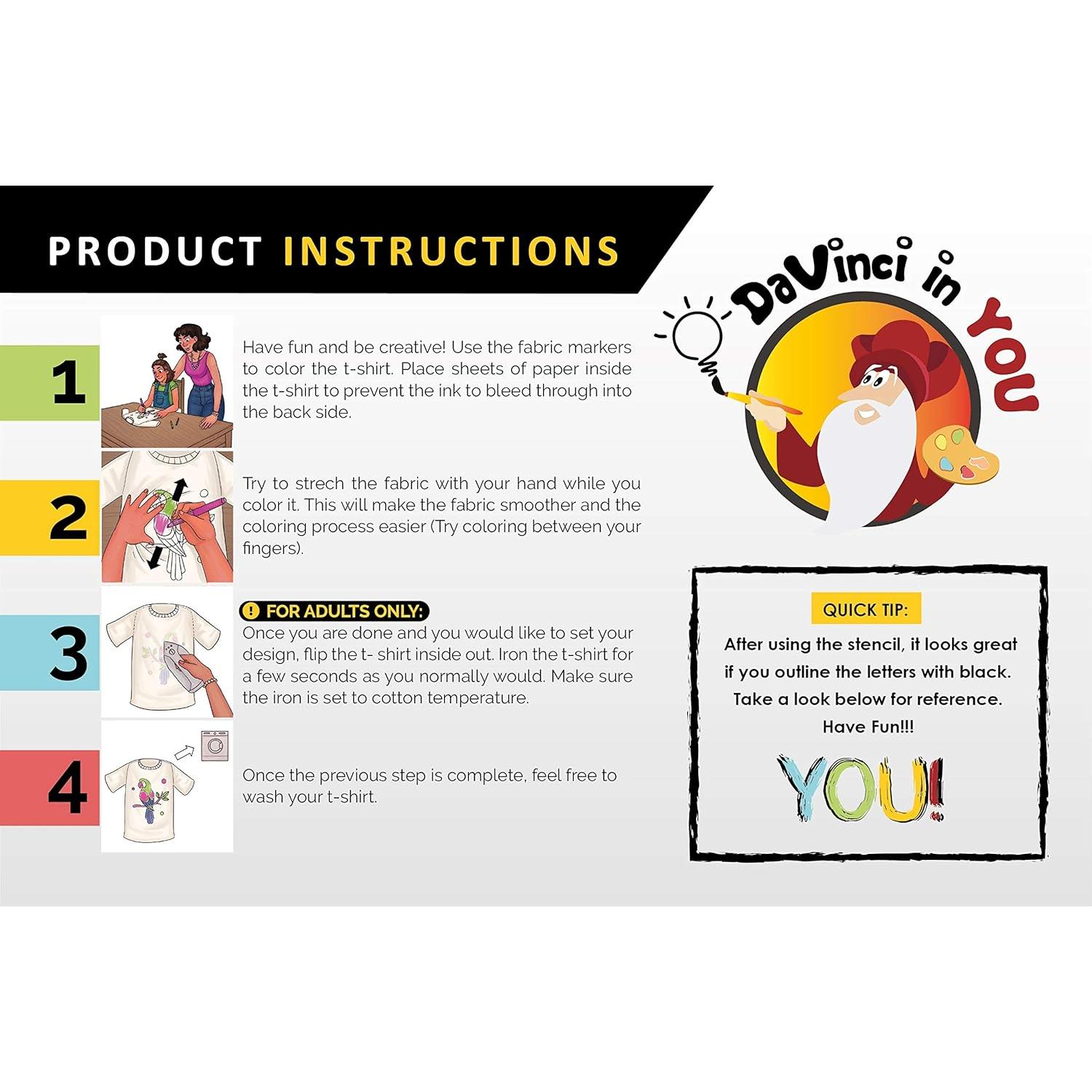 Camisa para Colorear Niñas DaVinci en Ti 100% Algodón