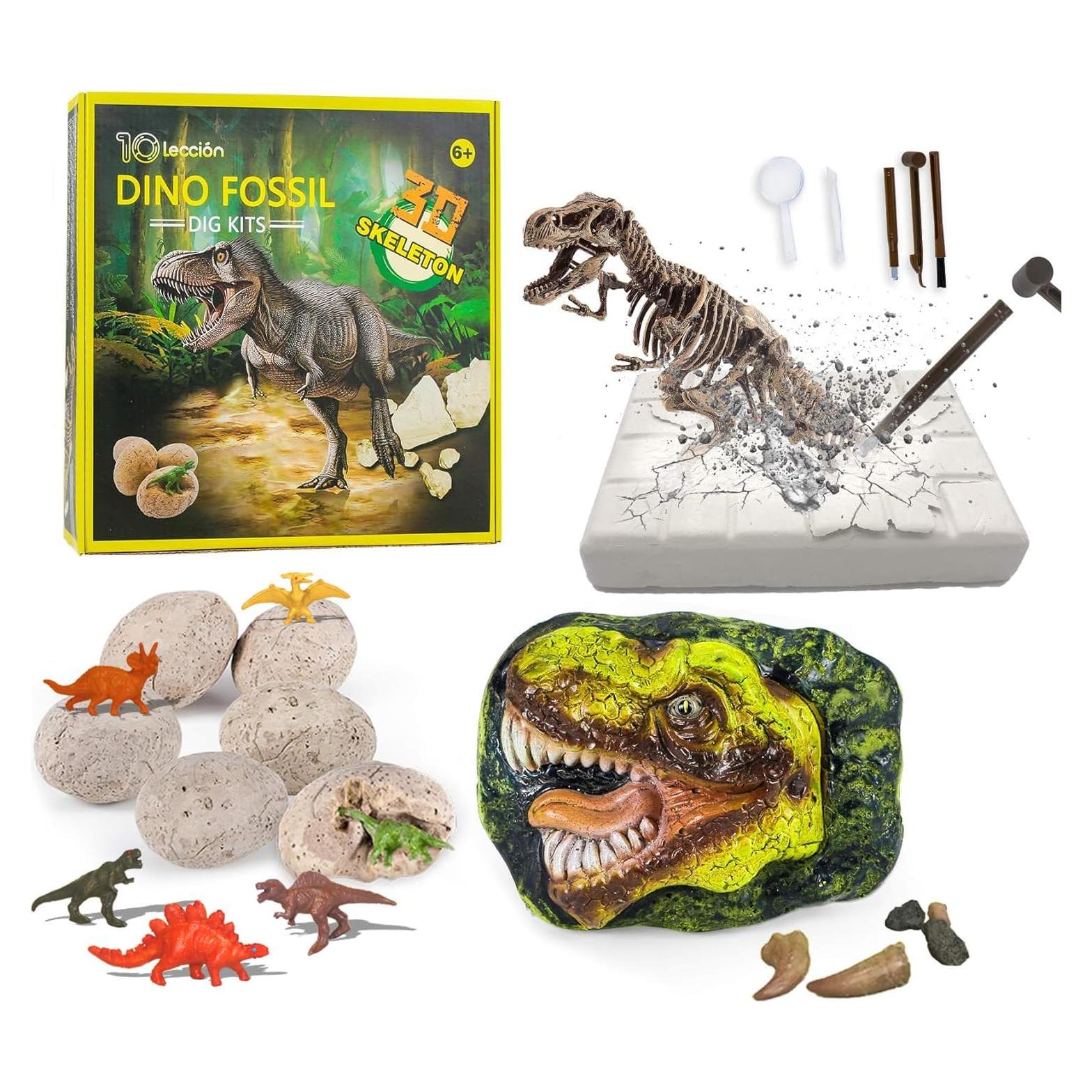 Kit de Excavación de Fósiles de Dinosaurio 10Leccion - 6 Huevos y T-Rex