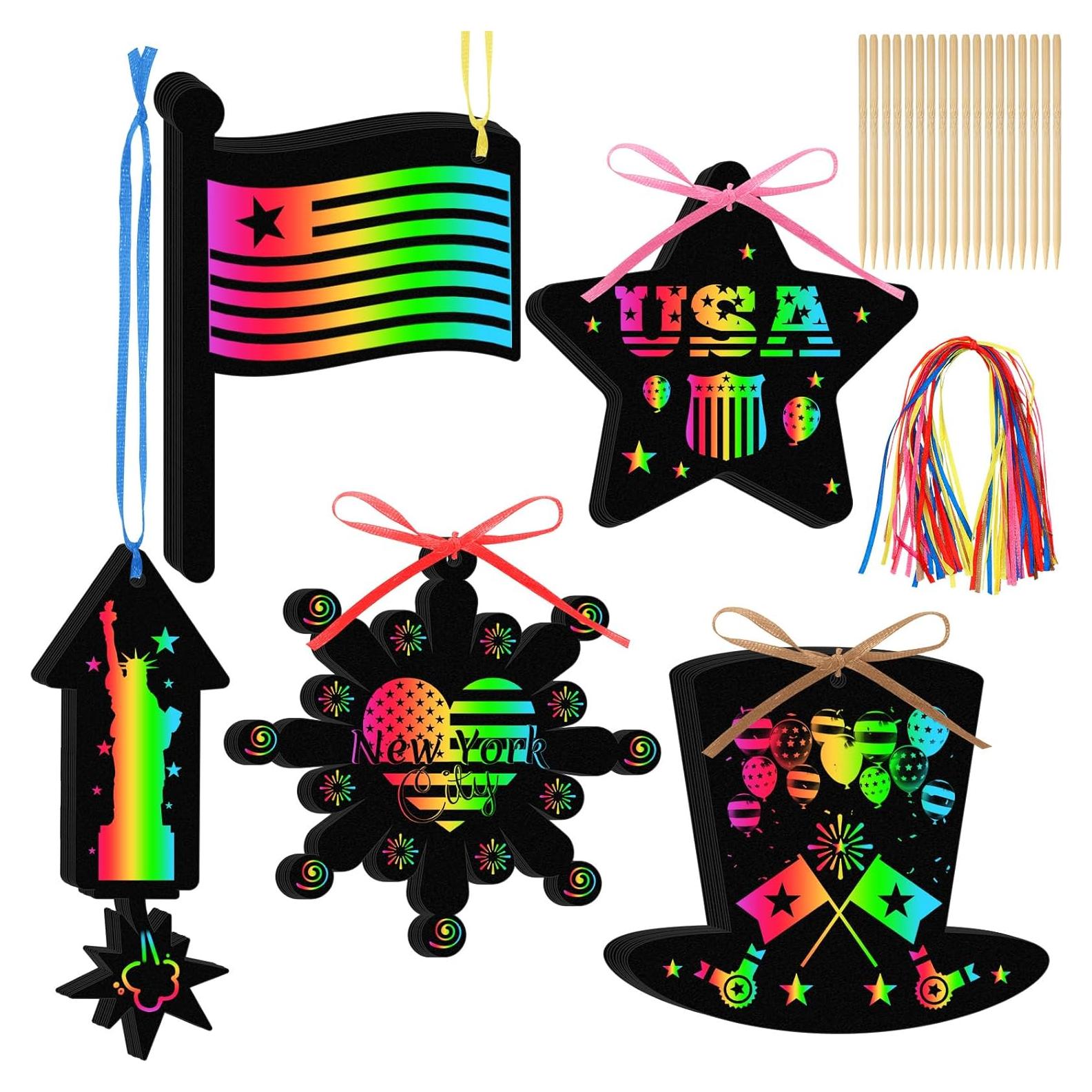 Kit de Manualidades Patrióticas WinnerWhy 60 Pcs Tarjetas Rascar