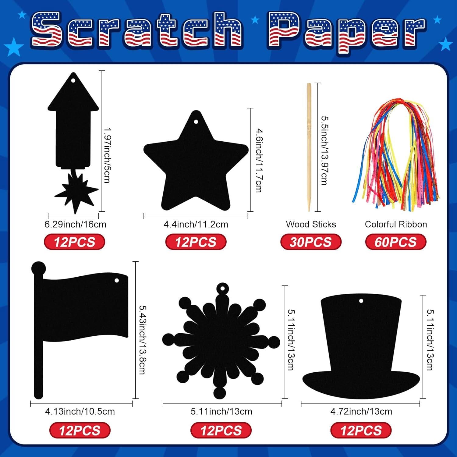 Kit de Manualidades Patrióticas WinnerWhy 60 Pcs Tarjetas Rascar