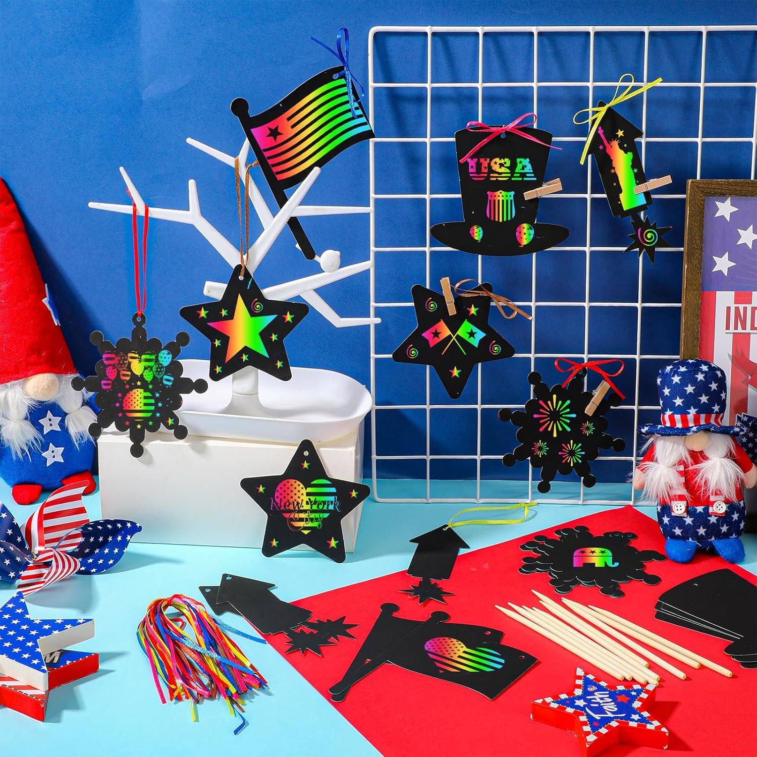 Kit de Manualidades Patrióticas WinnerWhy 60 Pcs Tarjetas Rascar