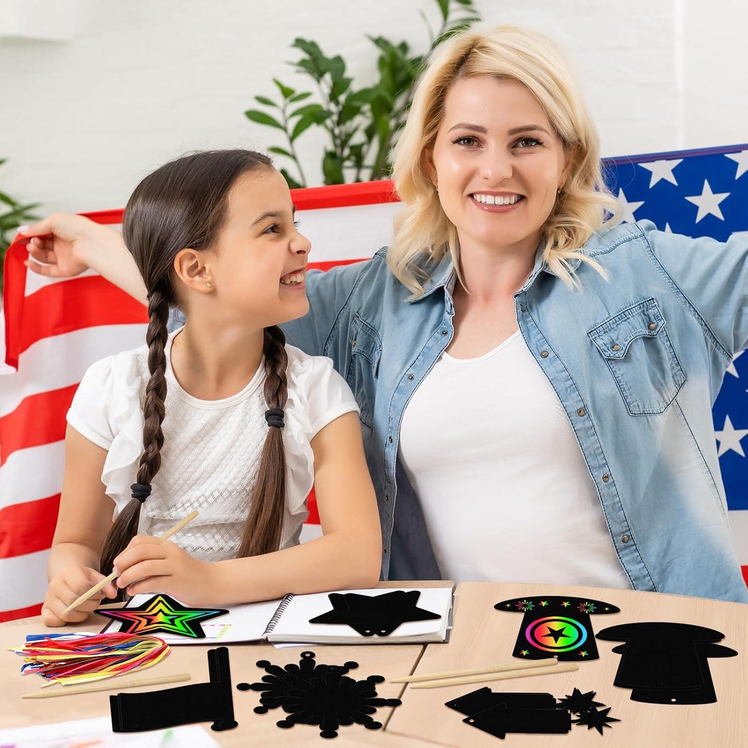 Kit de Manualidades Patrióticas WinnerWhy 60 Pcs Tarjetas Rascar