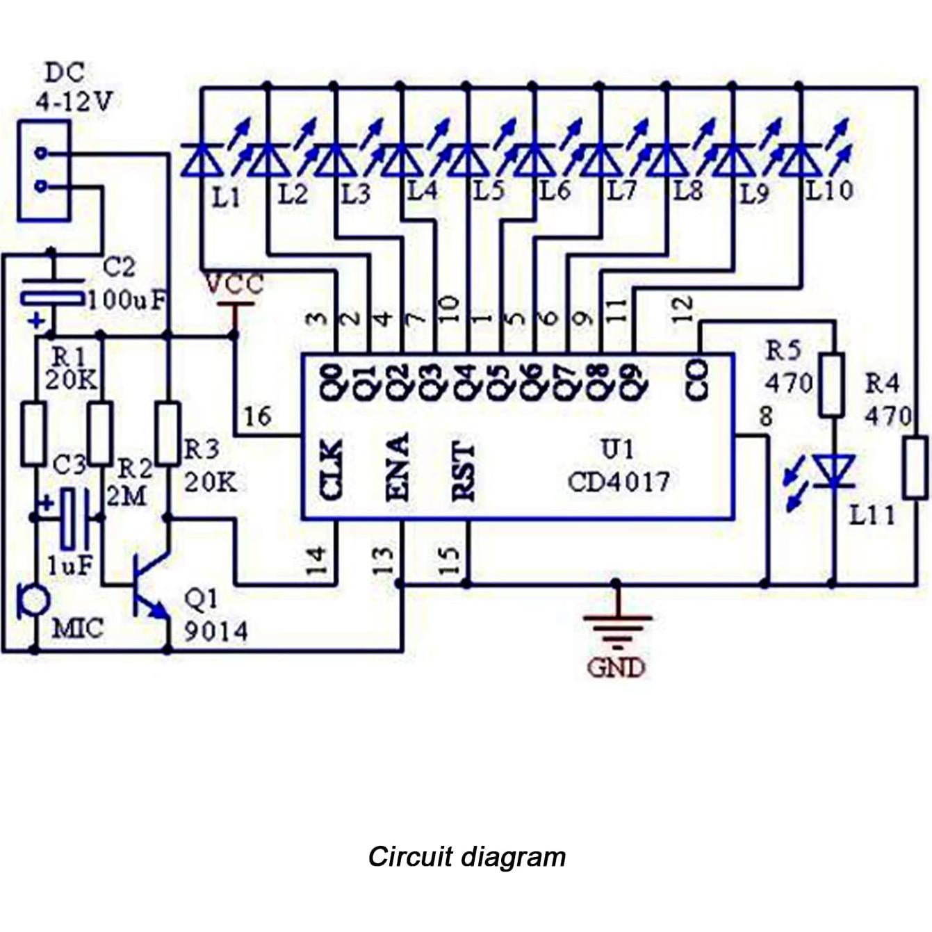 Kit de Práctica de Soldadura YIDAB con Sensor de Sonido 12V