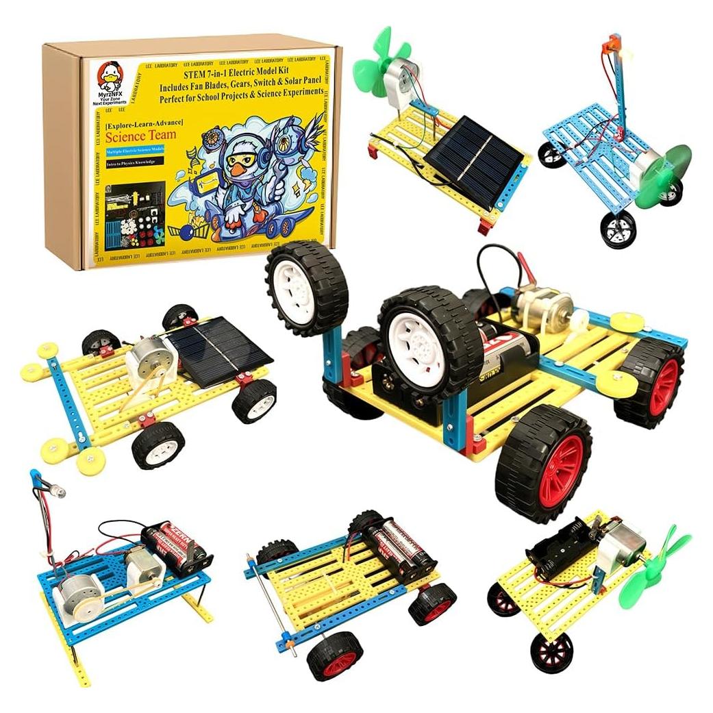 Kit STEM 7-en-1 BricoDuck para Niños 8-14 Años - Solar y Motor