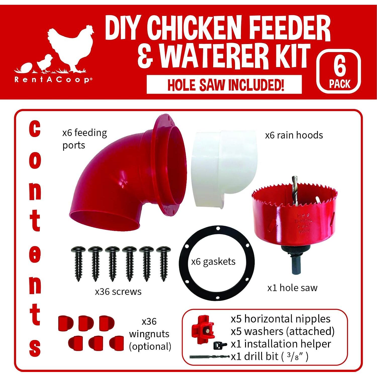 Kit Alimentador y Bebedero Pollo RentACoop - 6 Puertos Grandes