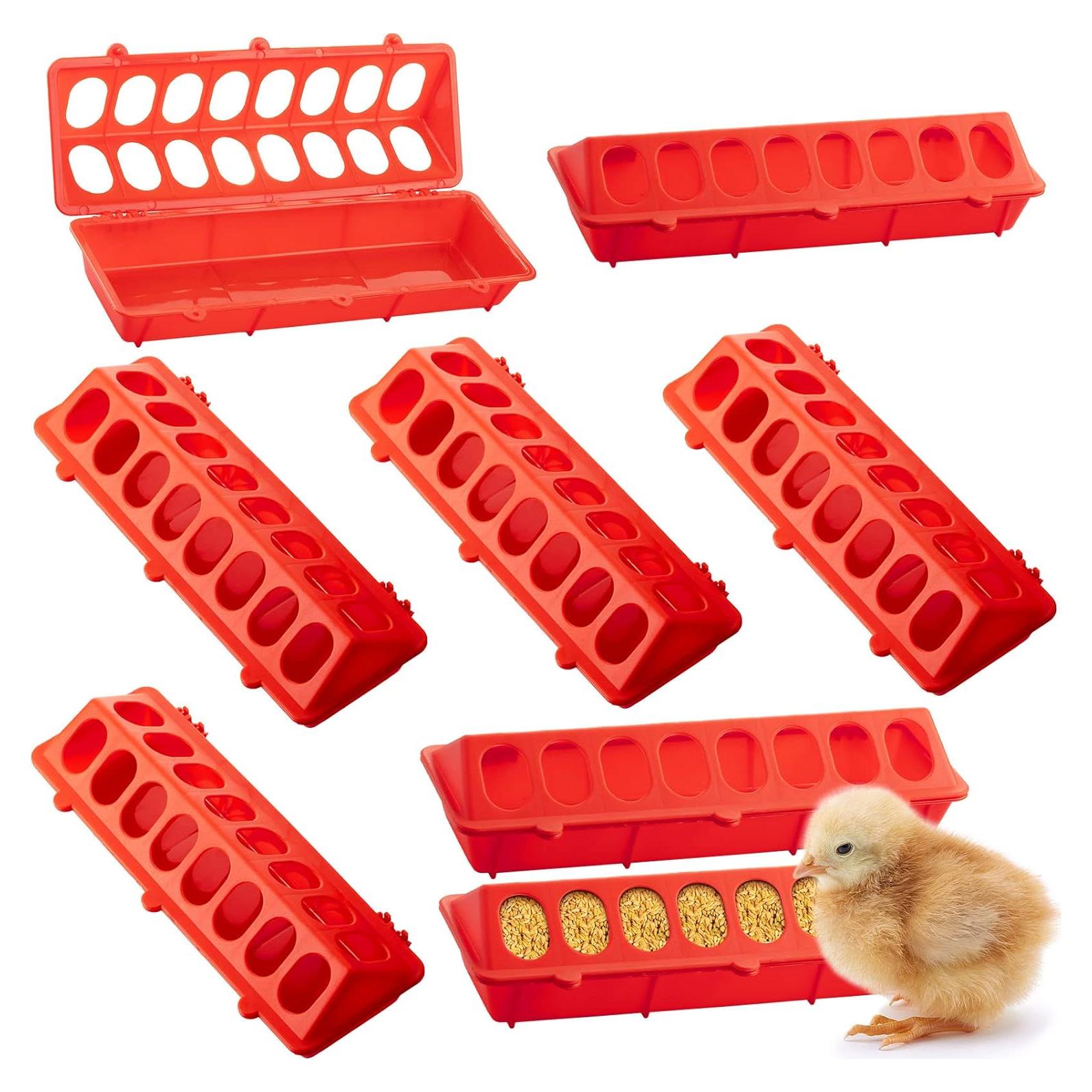 Paquete de 8 comederos plásticos Gandeer para aves 30x10 cm