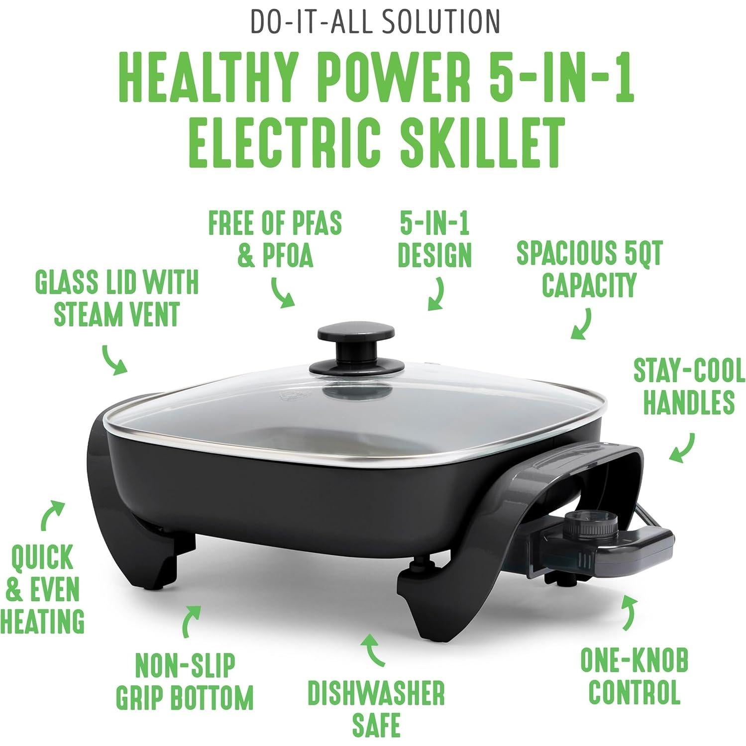 Sartén Eléctrica GreenLife 4.73 L Cerámica Antiadherente