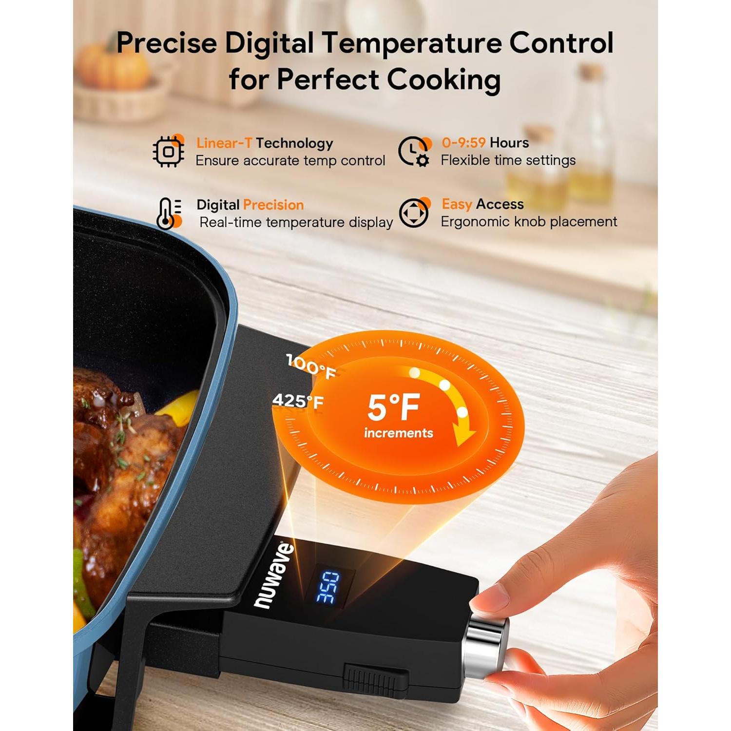 Sartén Eléctrica Digital Nuwave Medley XL 7qt Azul Acogedor