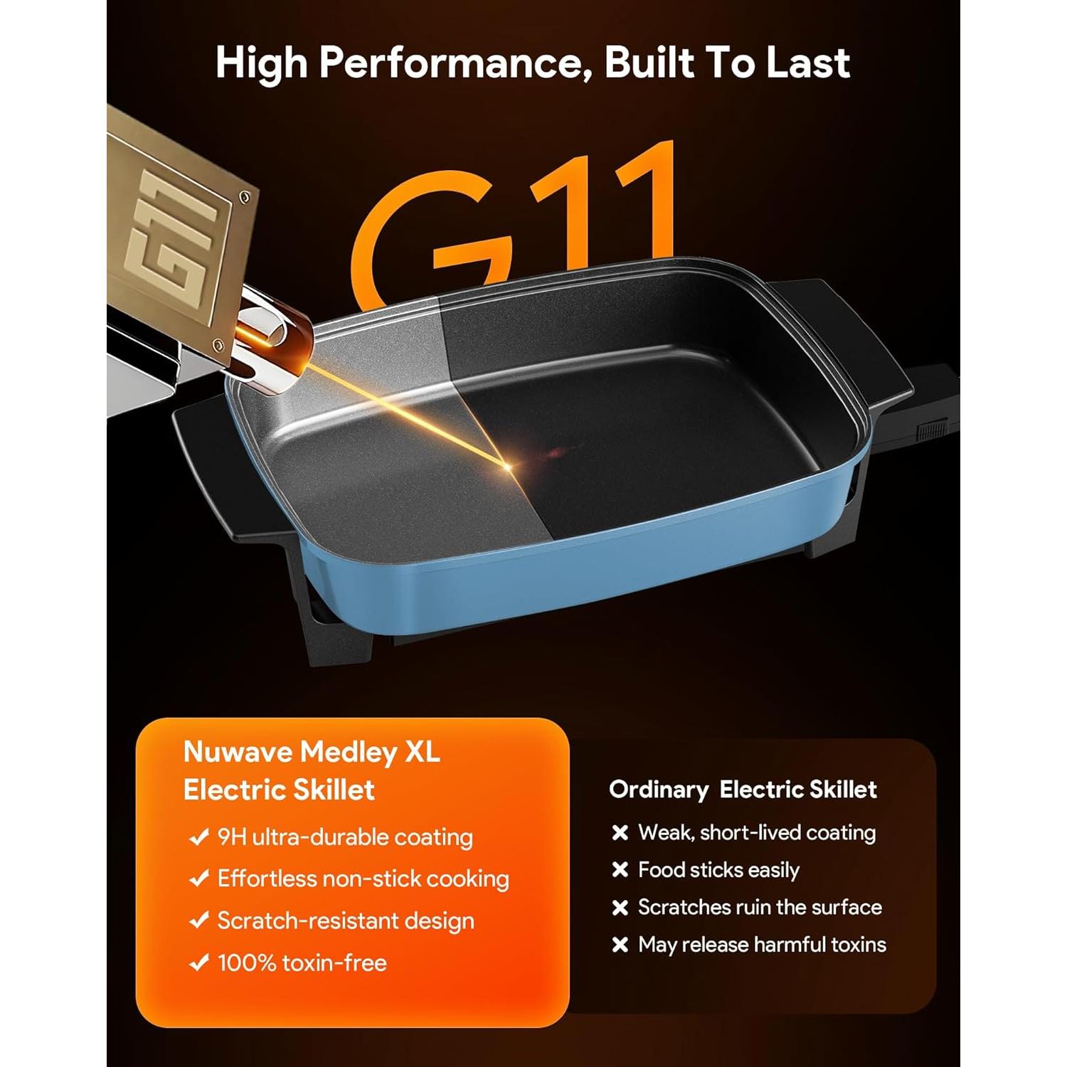 Sartén Eléctrica Digital Nuwave Medley XL 7qt Azul Acogedor