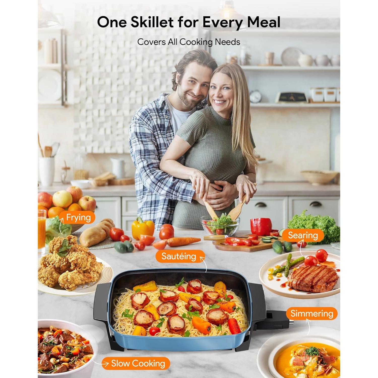 Sartén Eléctrica Digital Nuwave Medley XL 7qt Azul Acogedor