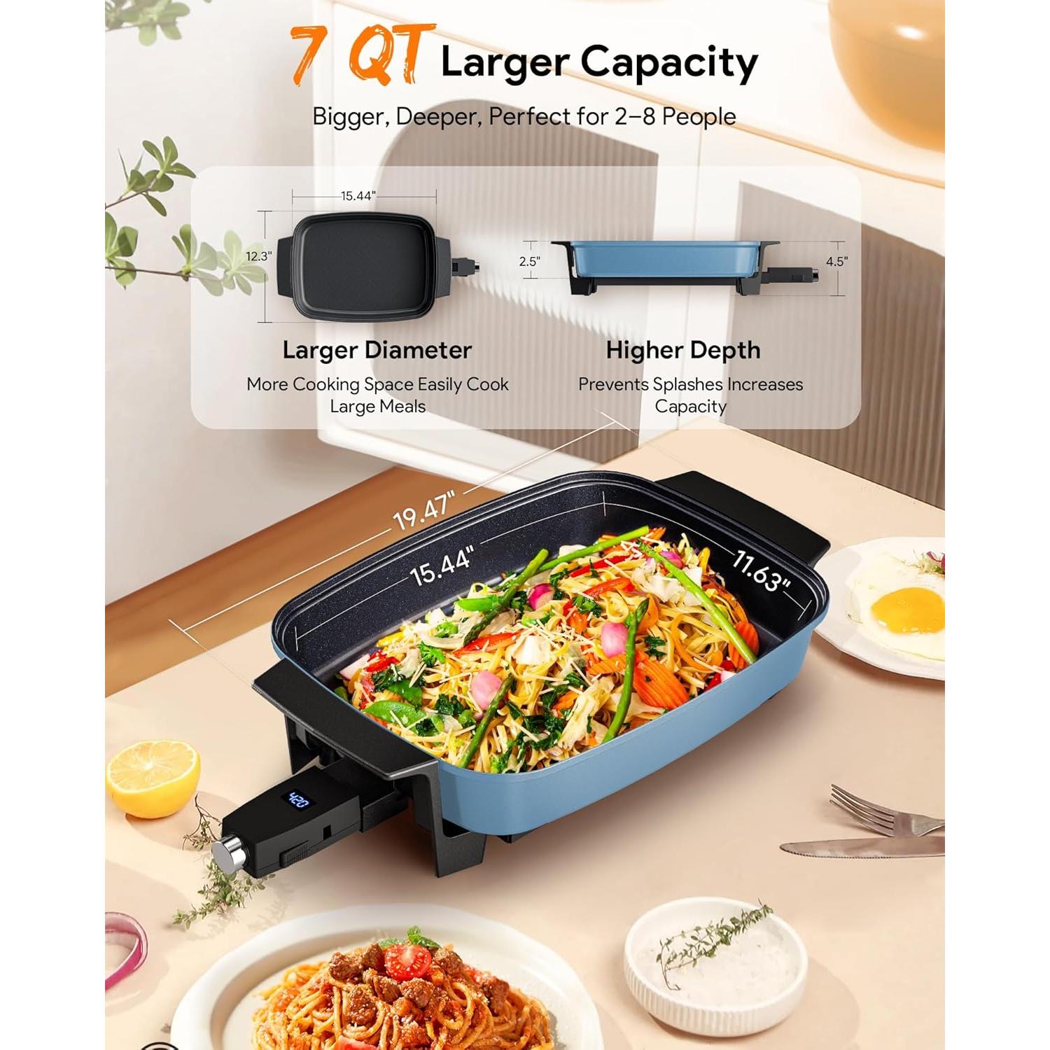 Sartén Eléctrica Digital Nuwave Medley XL 7qt Azul Acogedor