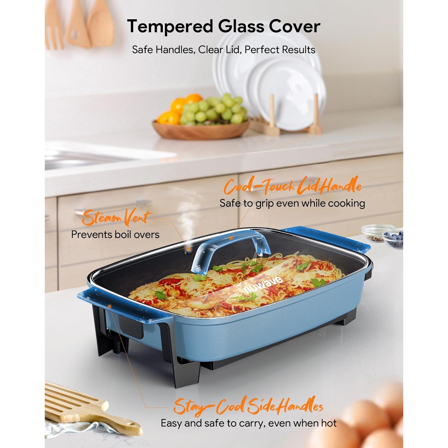 Sartén Eléctrica Digital Nuwave Medley XL 7qt Azul Acogedor