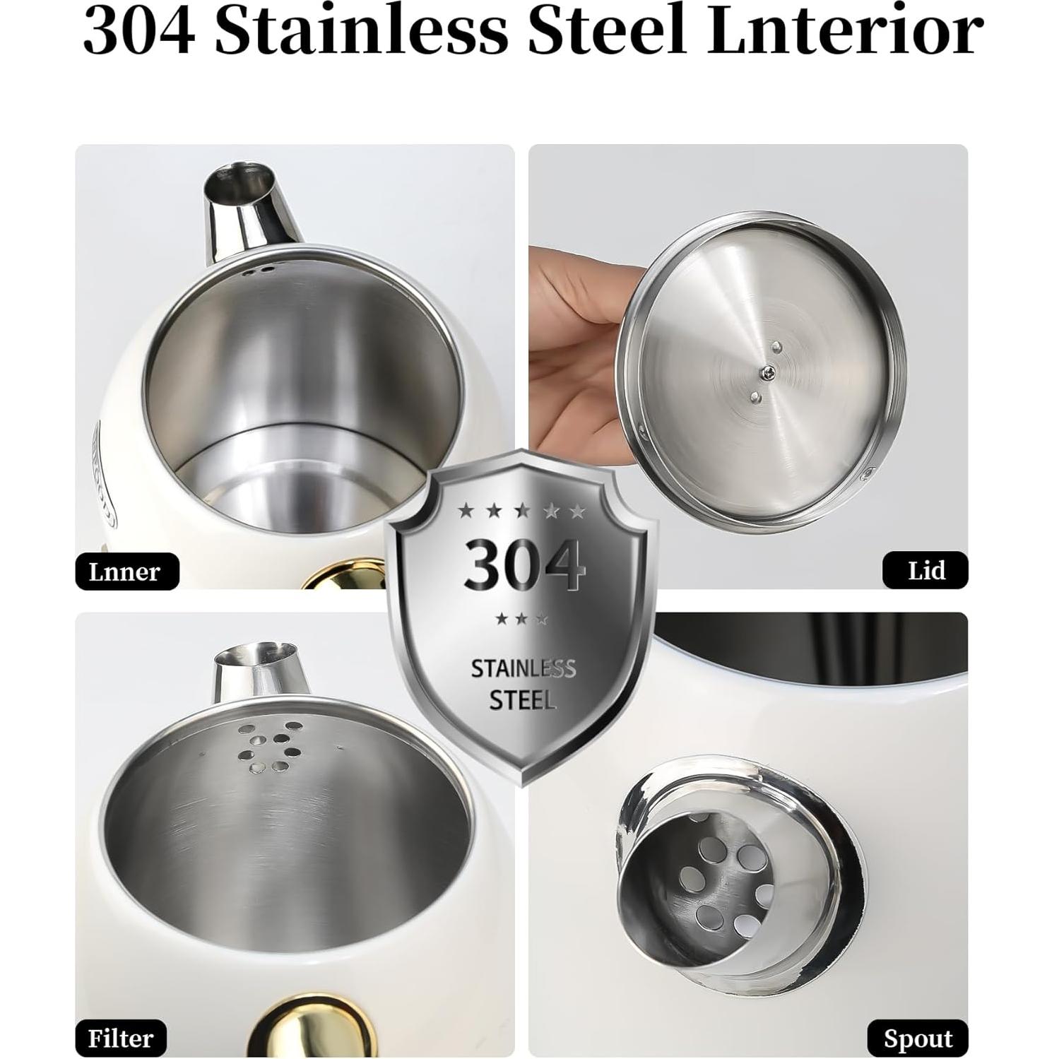 Hervidor Eléctrico Retro INFOOD 1.8L Acero Inoxidable 1200W