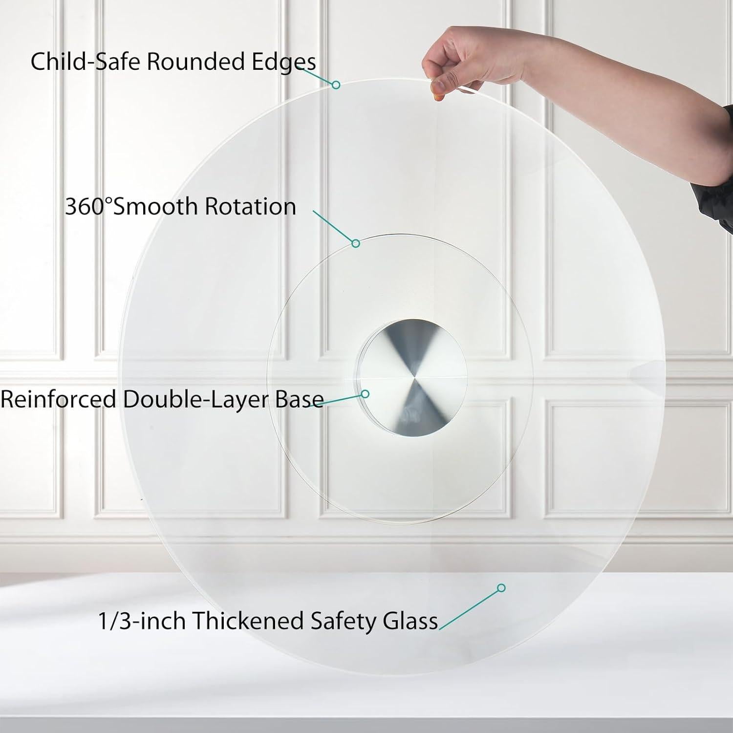 Plato Giratorio de Vidrio Templado SZG 91.4 cm Antivuelco