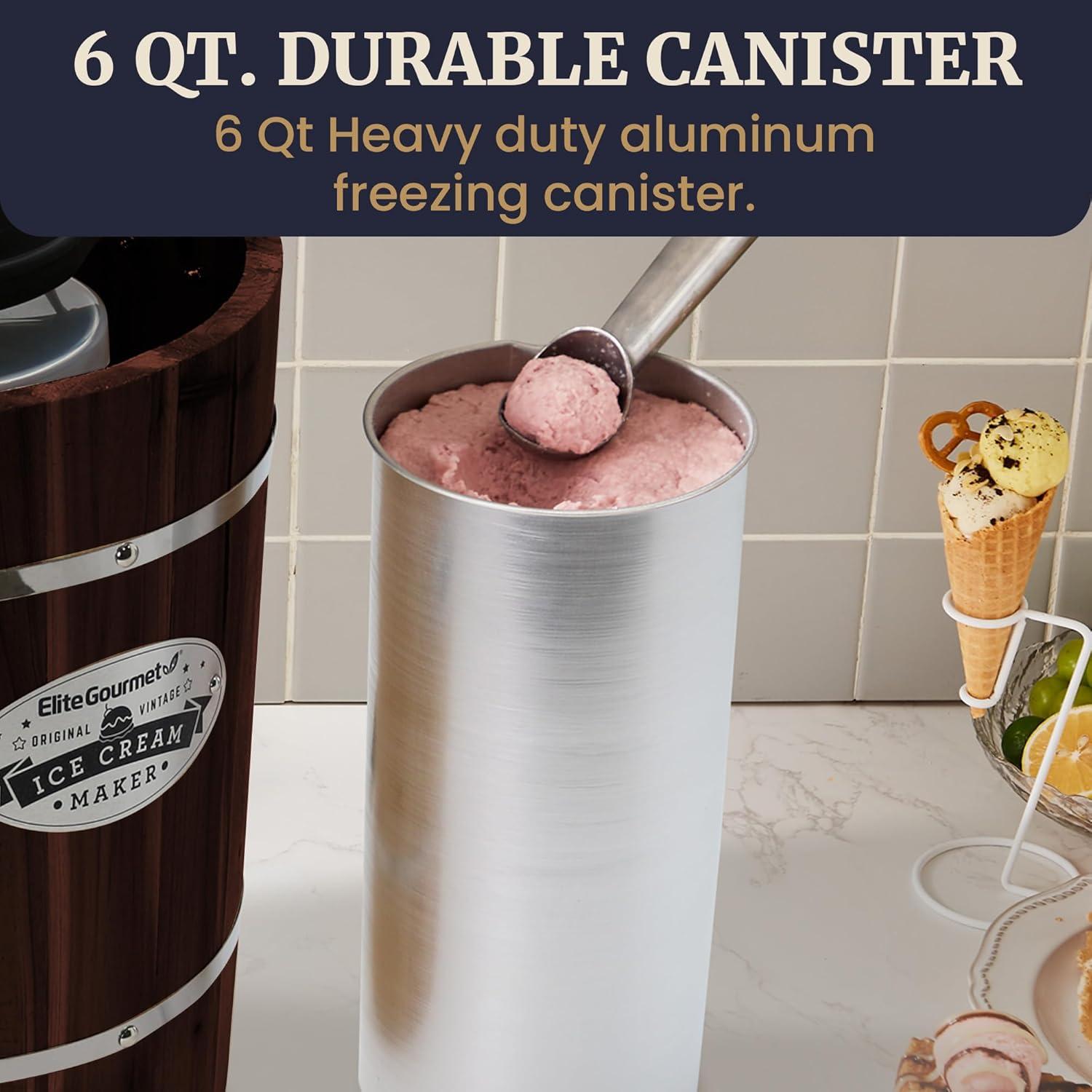 Máquina de Hacer Helados Eléctrica Elite Gourmet EIM949 6 Cuartos