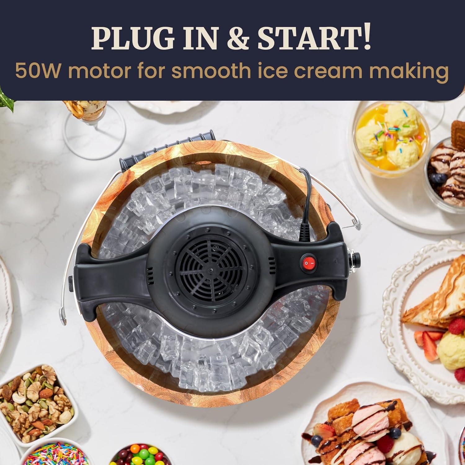 Hacedor de Helados Eléctrico Elite Gourmet 6 Cuartos Madera