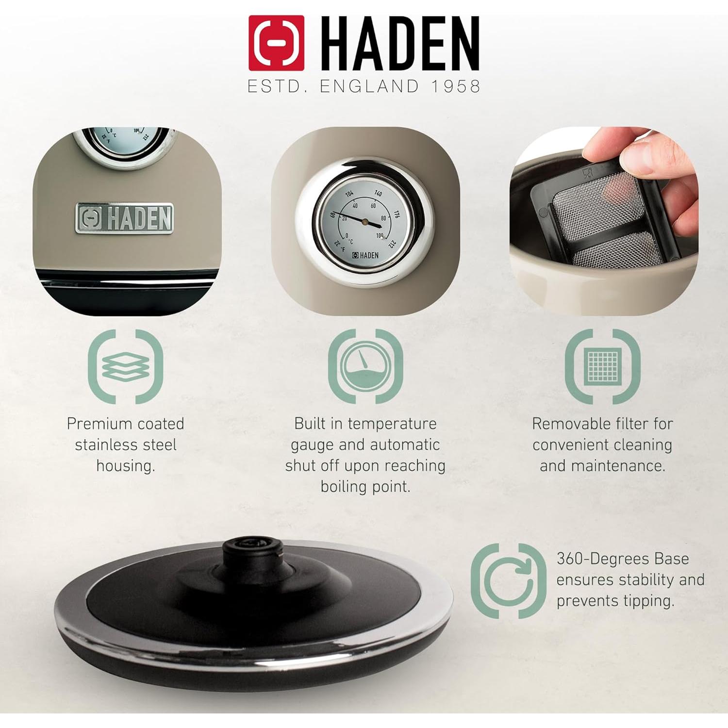 Tostadora Haden Dorset 4 Rebanadas Acero Inoxidable + Hervidor 1.7L