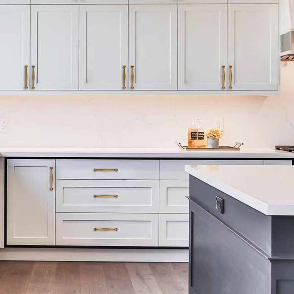 Tiradores de Gabinete Khtumeware 18" Latón Antiguo 10 Piezas