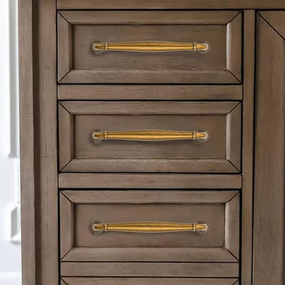 Tiradores de Gabinete Khtumeware 18" Latón Antiguo 10 Piezas
