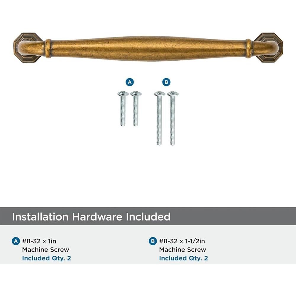 Tiradores de Gabinete Khtumeware 18" Latón Antiguo 10 Piezas