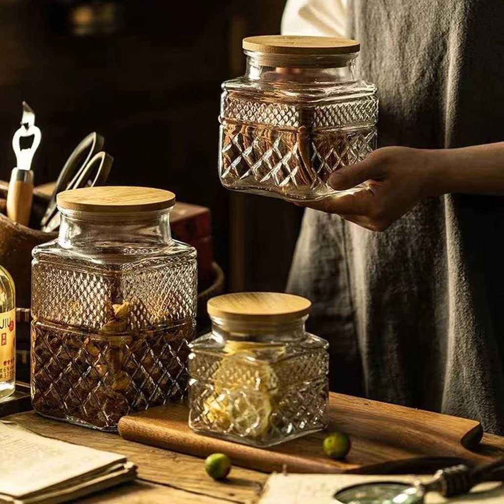 Juego de 3 Tarros de Almacenamiento de Vidrio Vintage 1800ml