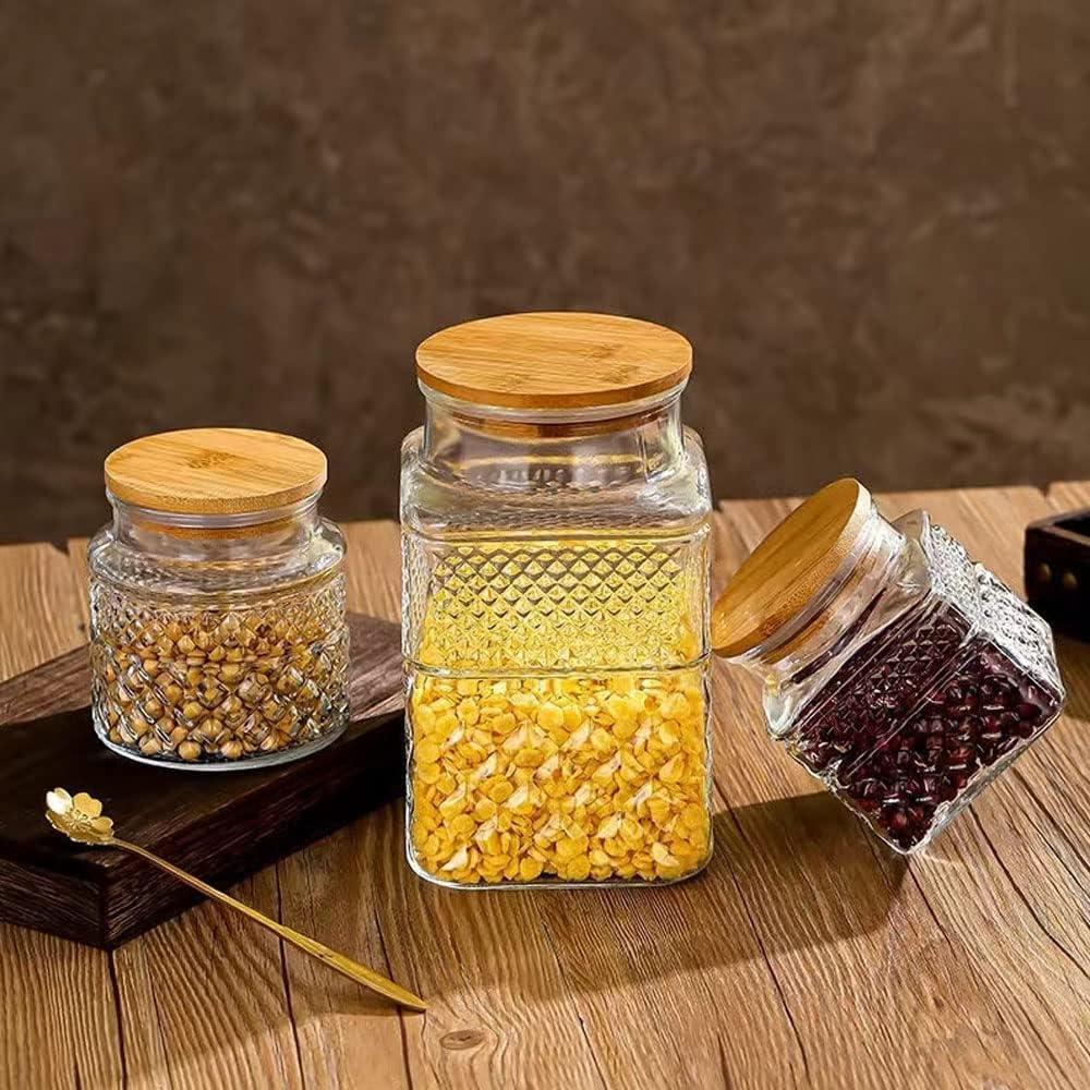 Juego de 3 Tarros de Almacenamiento de Vidrio Vintage 1800ml