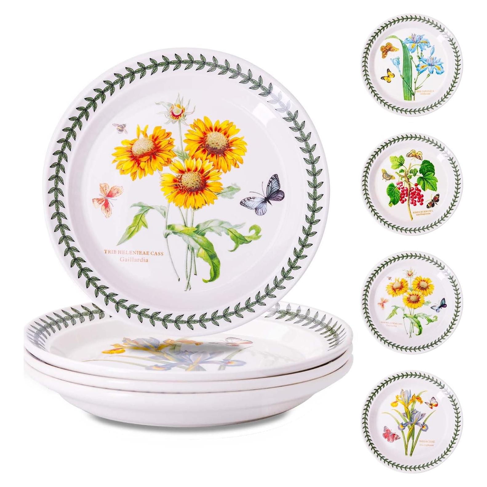 Juego de 4 Platos de Cerámica KXZ 21.6 cm Floral Microondas