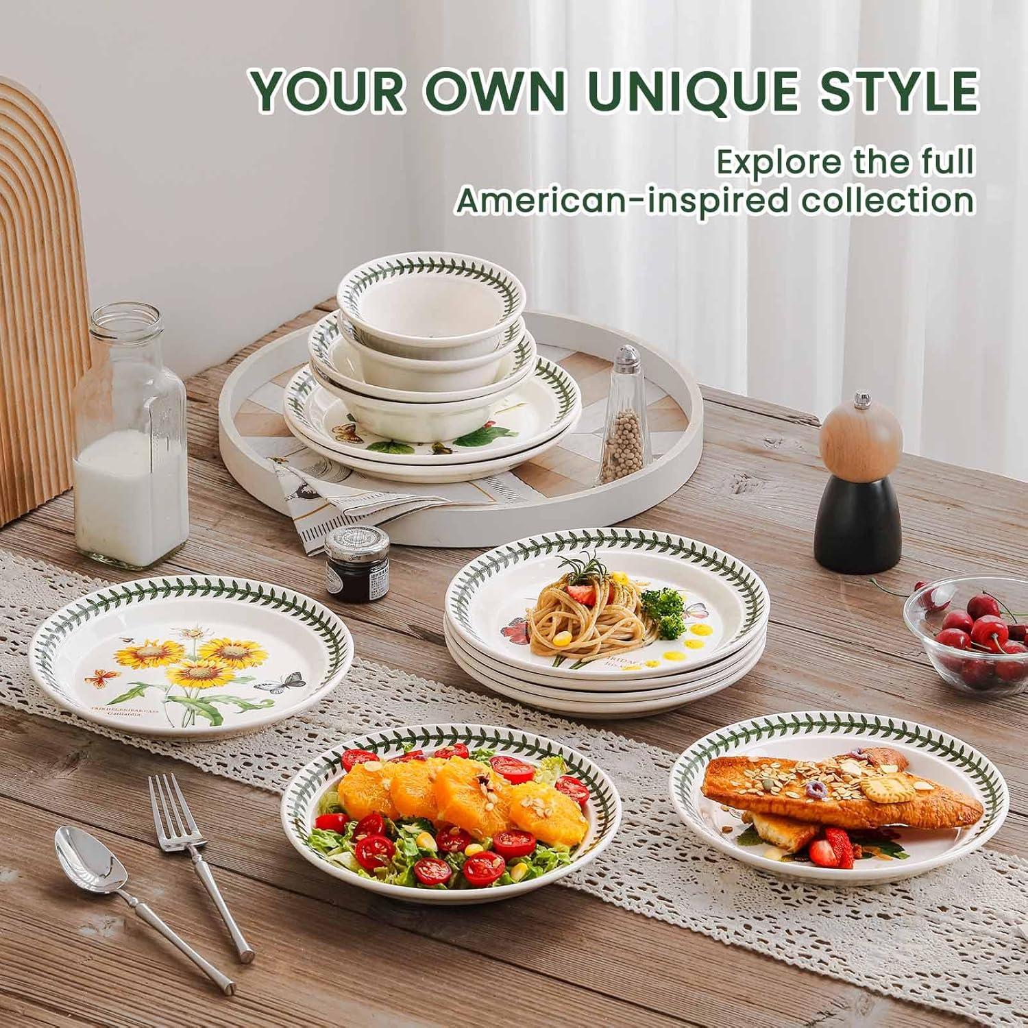 Juego de 4 Platos de Cerámica KXZ 21.6 cm Floral Microondas