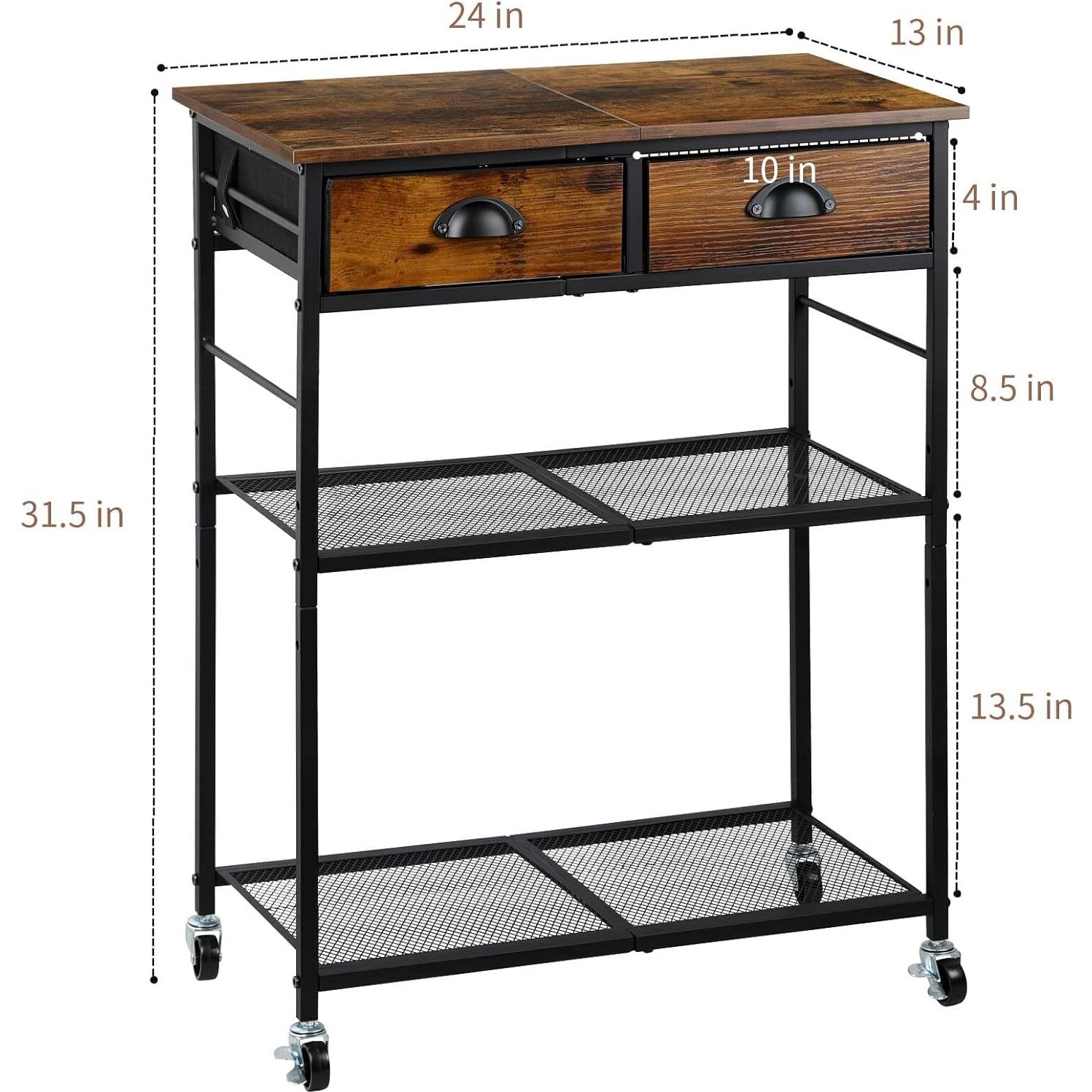 Carrito de Café Rodante NovaNoka con Cajones y Estante Ajustable