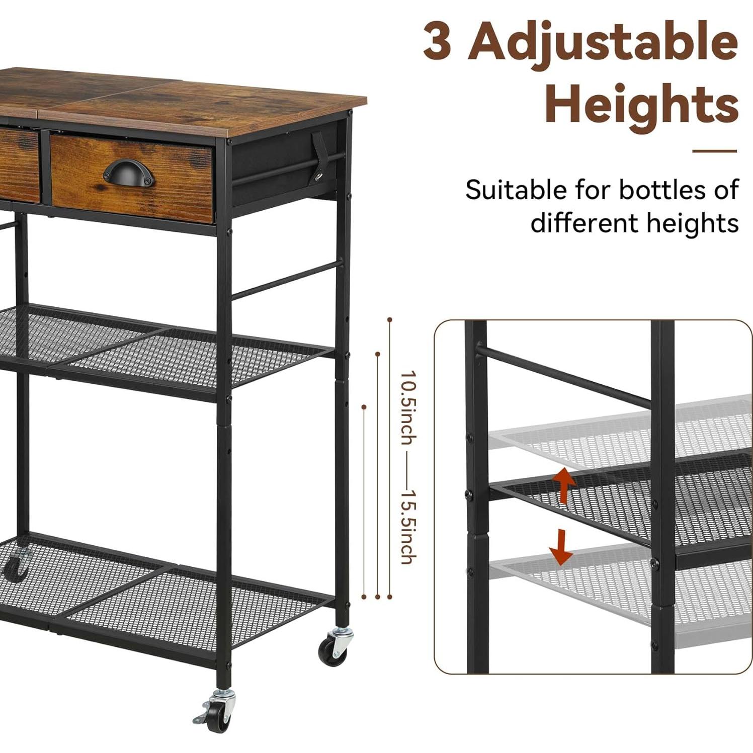 Carrito de Café Rodante NovaNoka con Cajones y Estante Ajustable