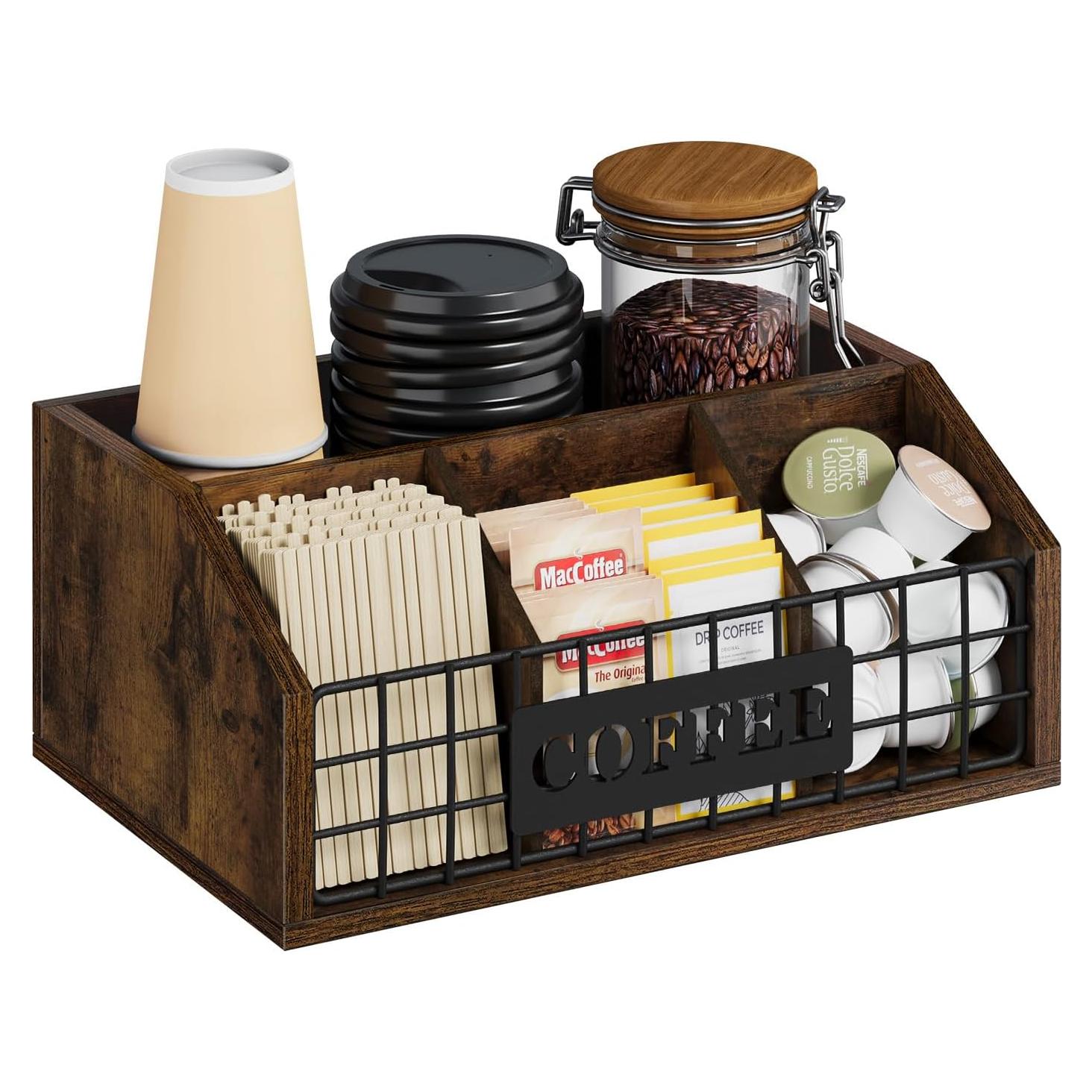 Organizador de Estación de Café YINMIT de Madera con Divisores