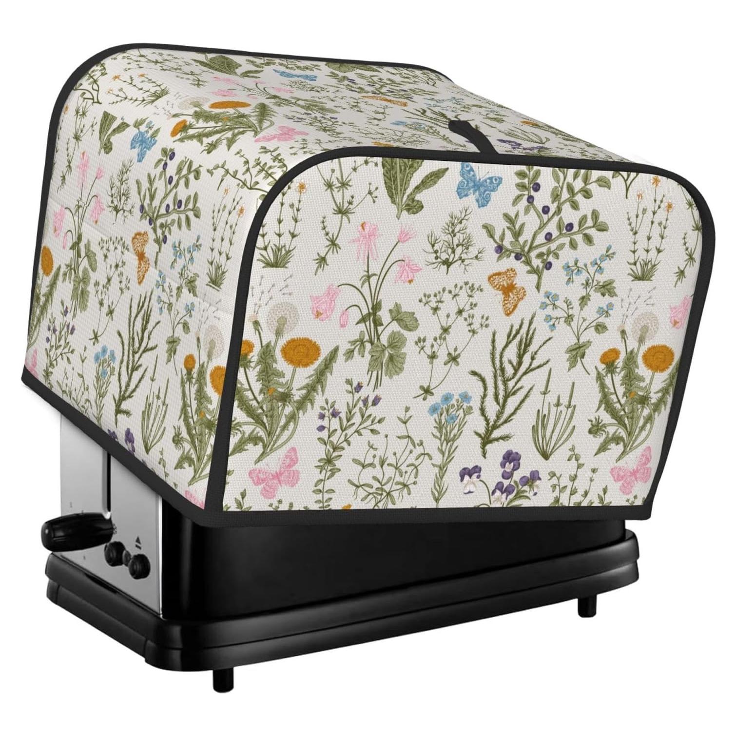 Cubierta de Tostadora Vintage Flores Silvestres 4 Rebanadas