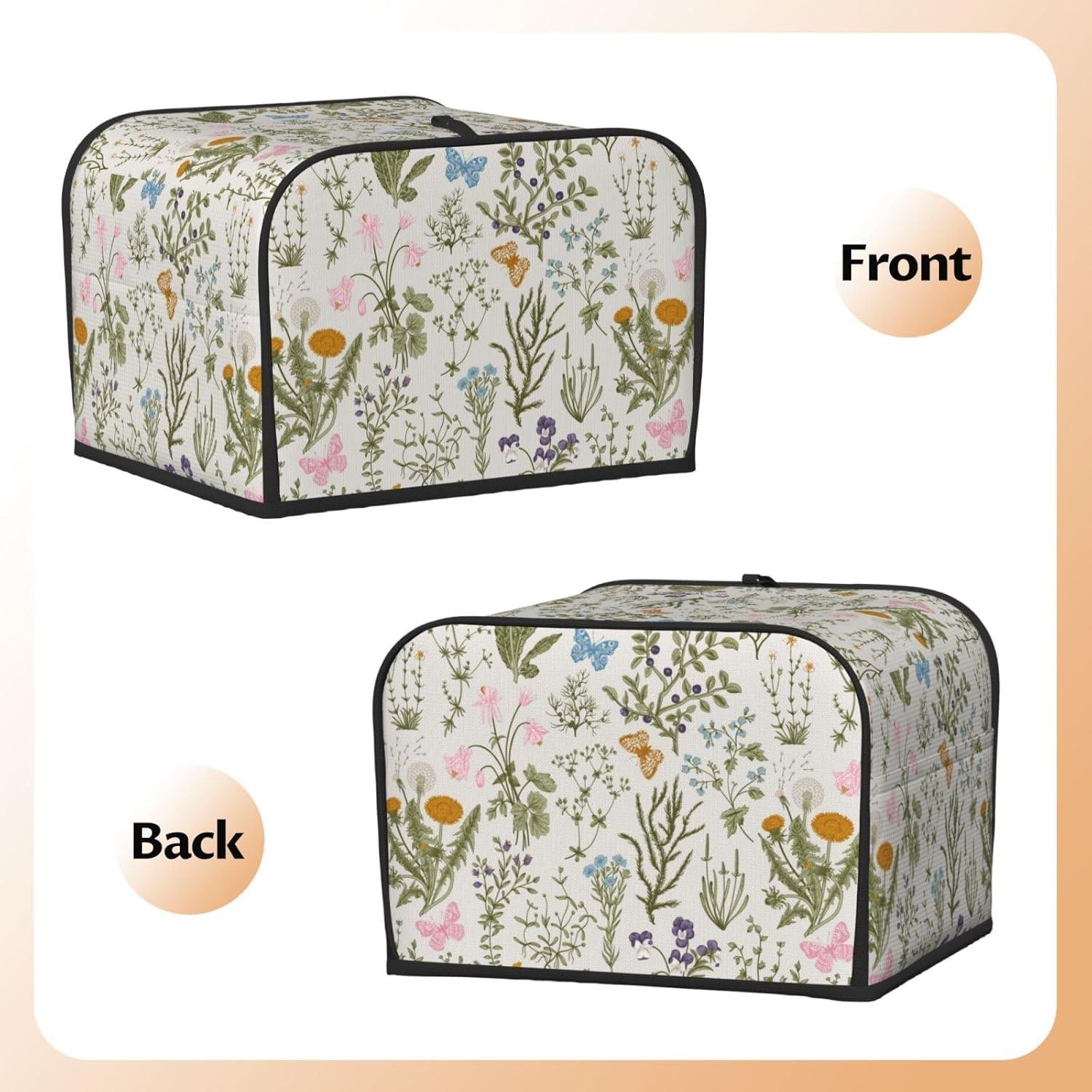 Cubierta de Tostadora Vintage Flores Silvestres 4 Rebanadas