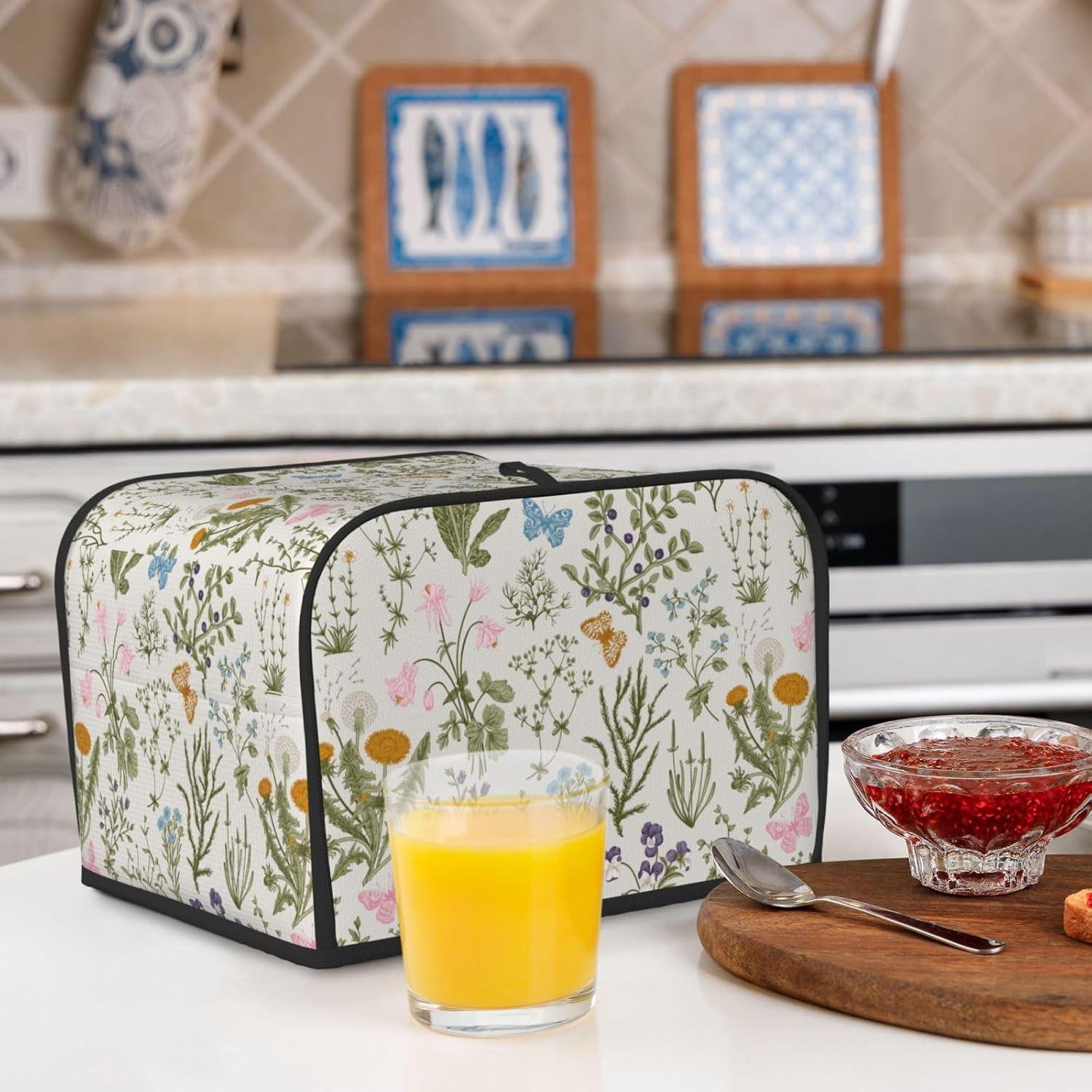 Cubierta de Tostadora Vintage Flores Silvestres 4 Rebanadas