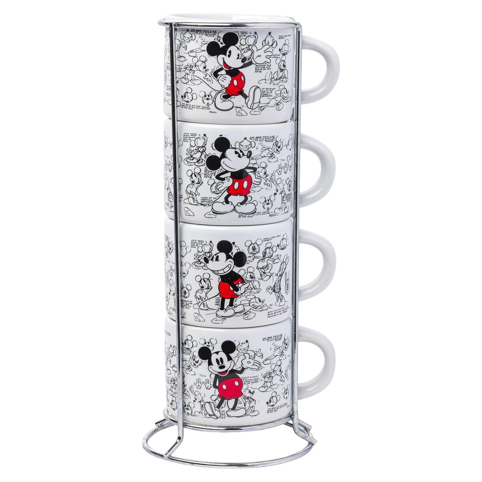 Conjunto de 4 tazas de espresso apilables Silver Buffalo Mickey Mouse