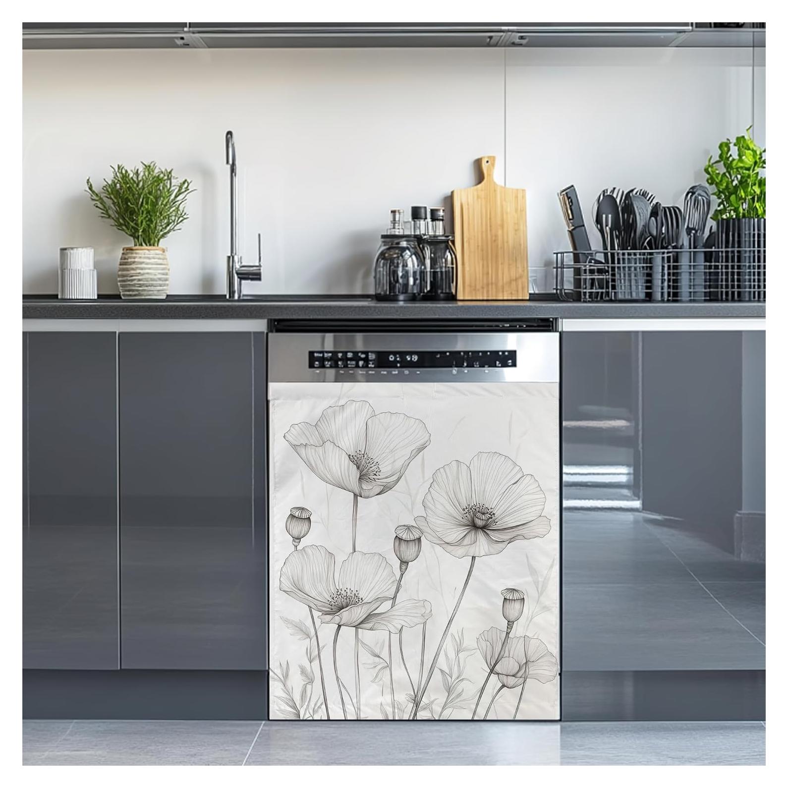 Cubierta Magnética para Lavavajillas WATMEBIS 58.4x66 cm Flores Vintage