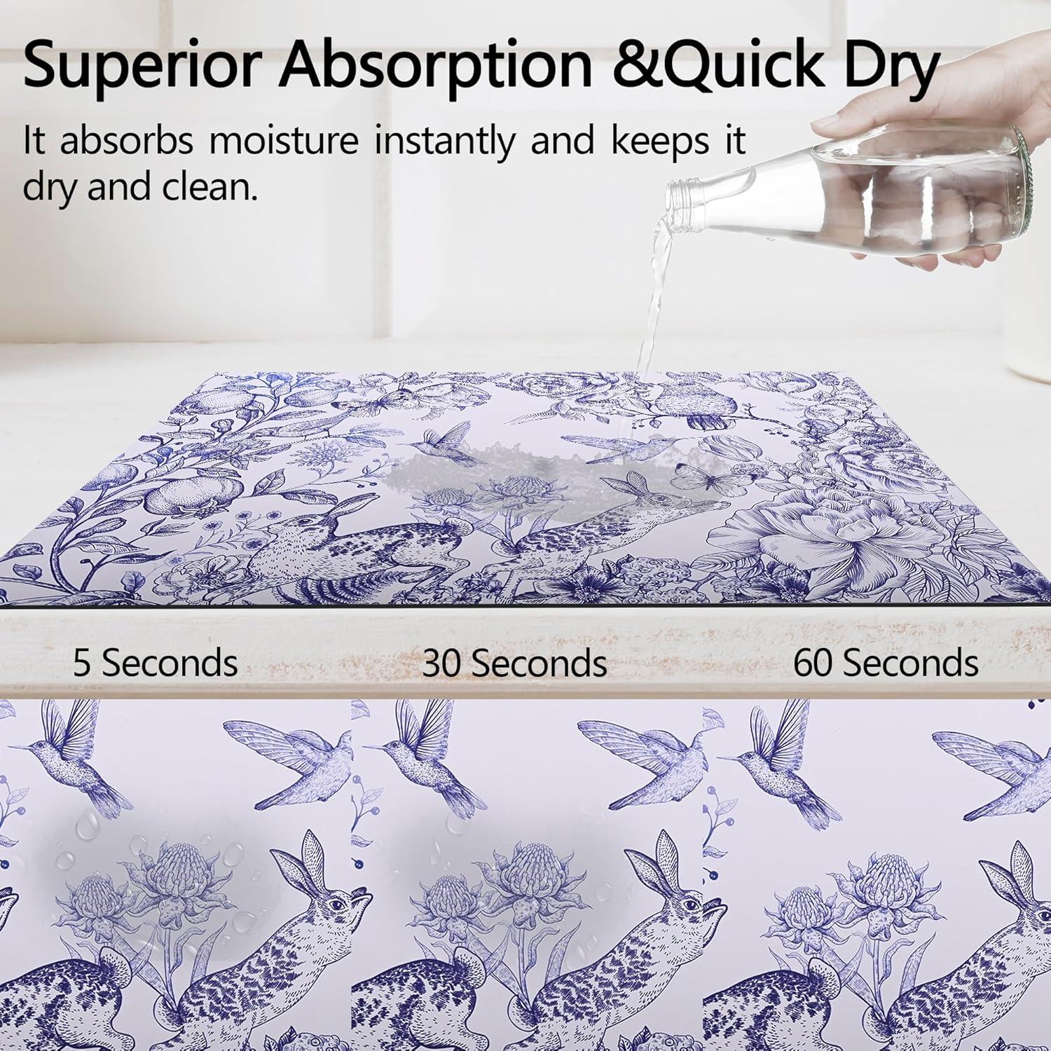 Alfombrilla Absorbente de Silicona Bzocm 61x41 cm Flores Vintage