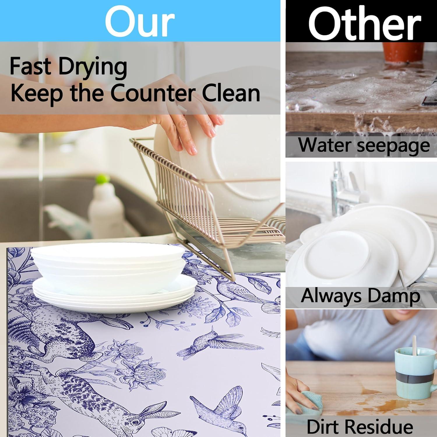 Alfombrilla Absorbente de Silicona Bzocm 61x41 cm Flores Vintage