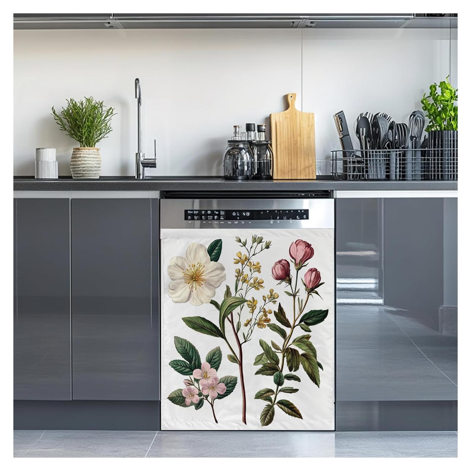 Cubierta Magnética para Lavavajillas WATMEBIS 58x66 cm Flores Vintage