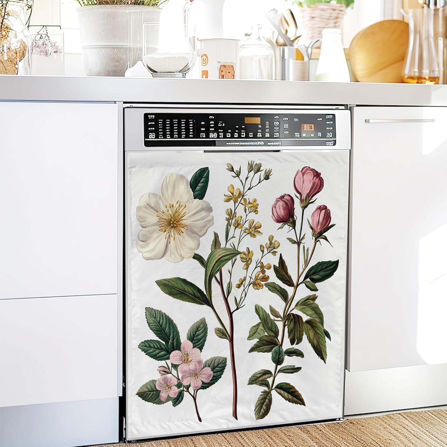 Cubierta Magnética para Lavavajillas WATMEBIS 58x66 cm Flores Vintage