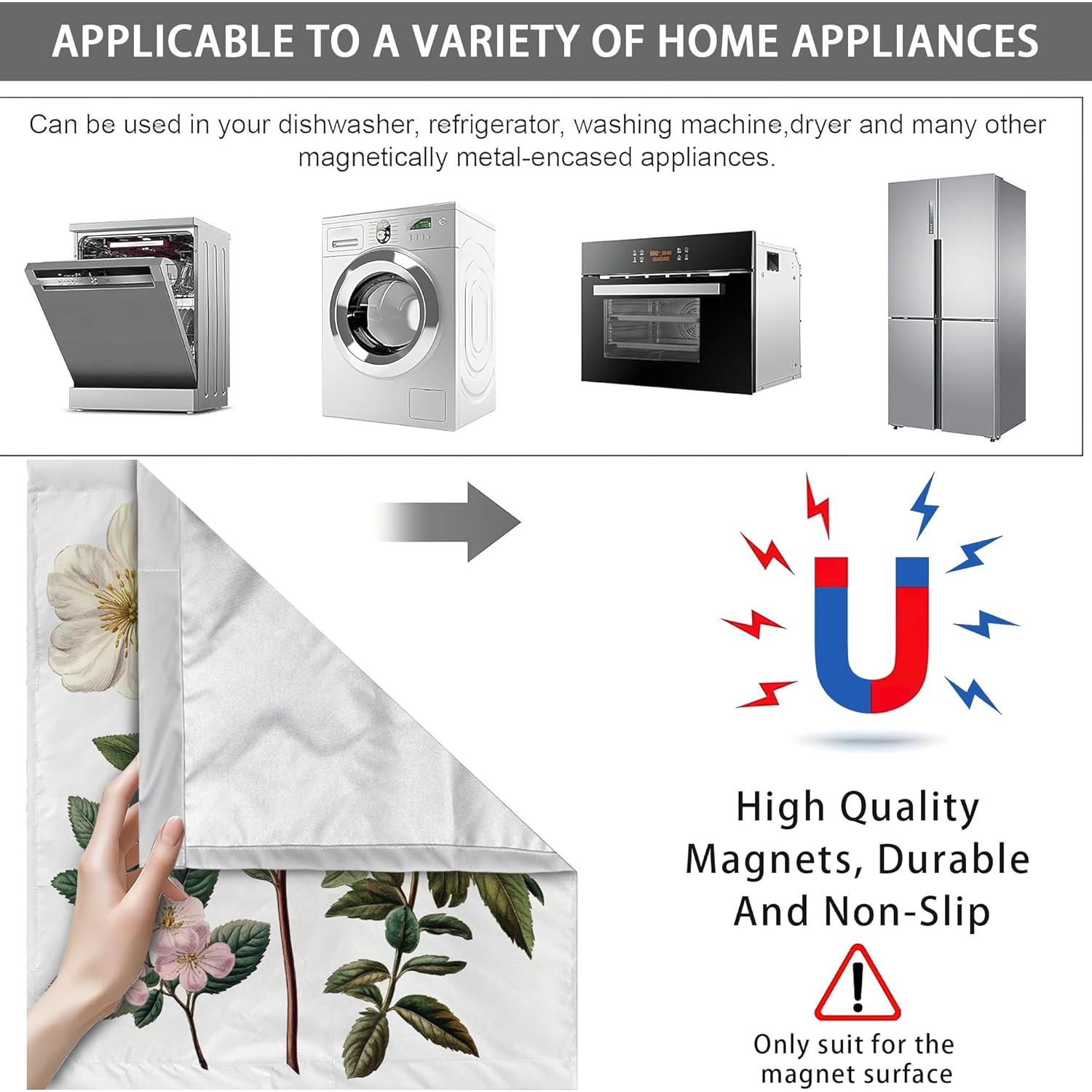 Cubierta Magnética para Lavavajillas WATMEBIS 58x66 cm Flores Vintage