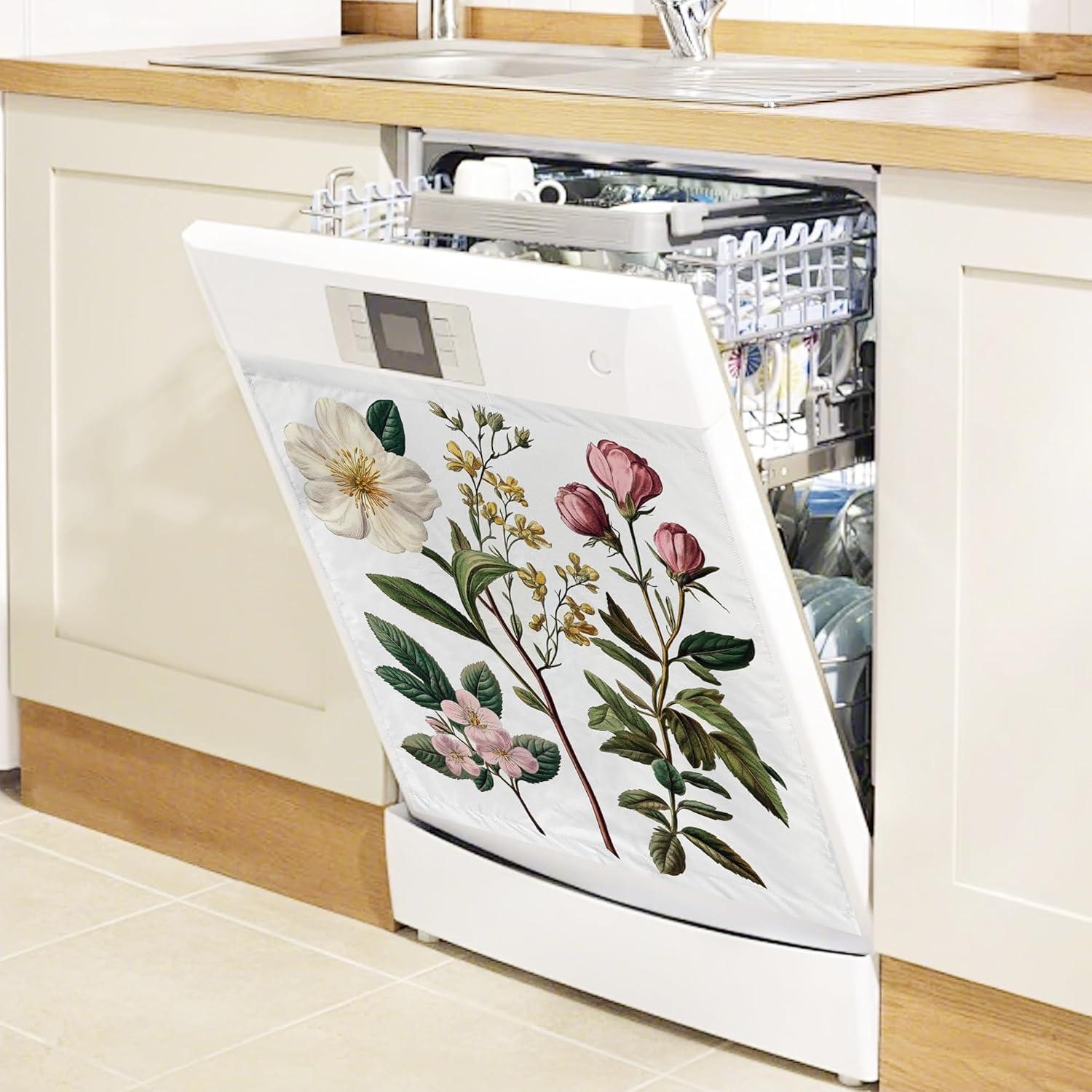 Cubierta Magnética para Lavavajillas WATMEBIS 58x66 cm Flores Vintage