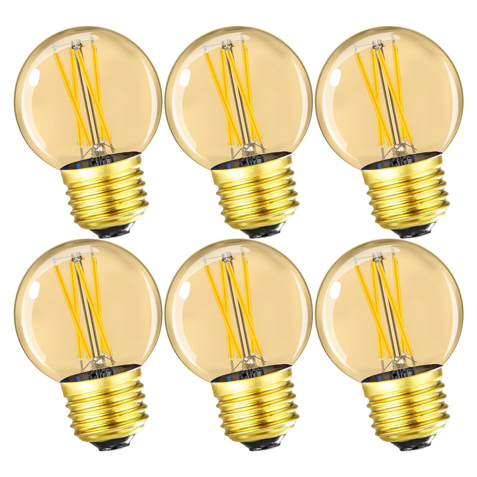 Bombilla LED E26 4W 2700K Ámbar Regulable 6 Pcs Leools