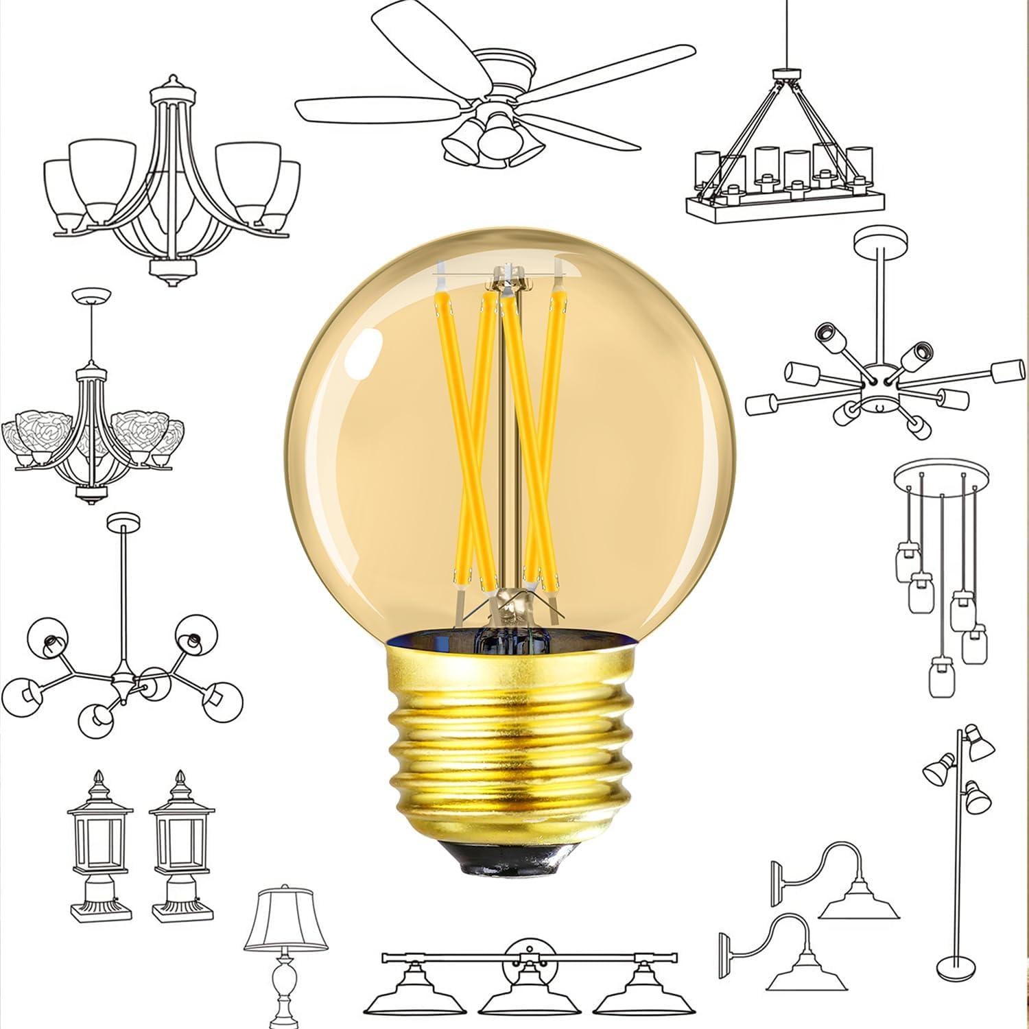 Bombilla LED E26 4W 2700K Ámbar Regulable 6 Pcs Leools