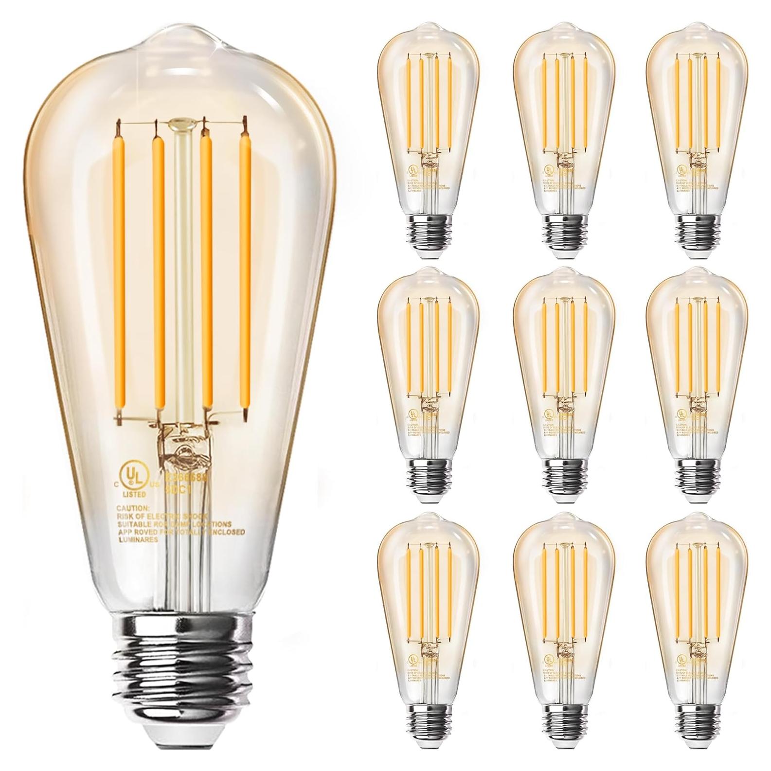 Bombillas LED Edison TJOY 10 Paquete 8W 800 Lúmenes Ámbar