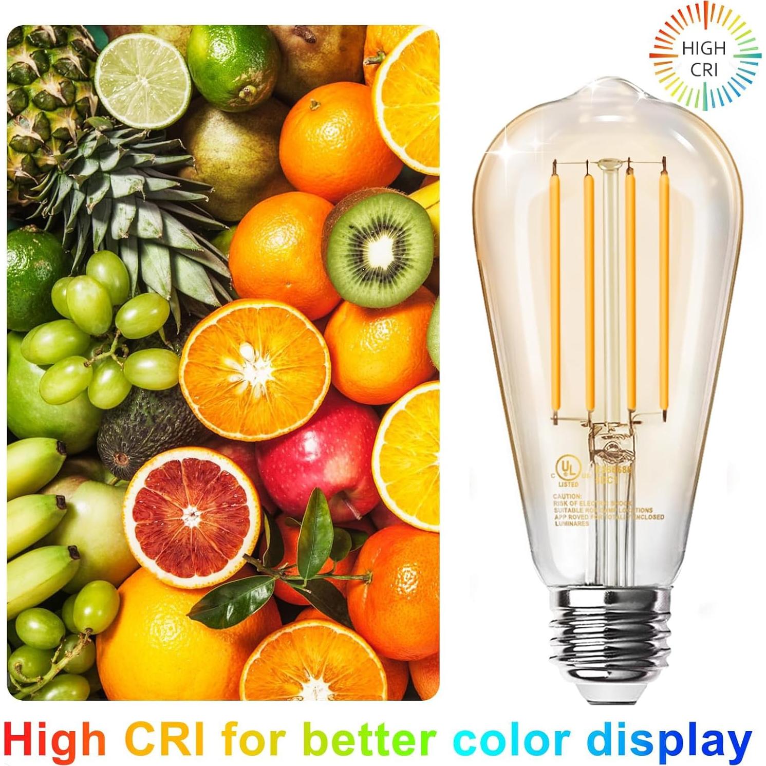 Bombillas LED Edison TJOY 10 Paquete 8W 800 Lúmenes Ámbar