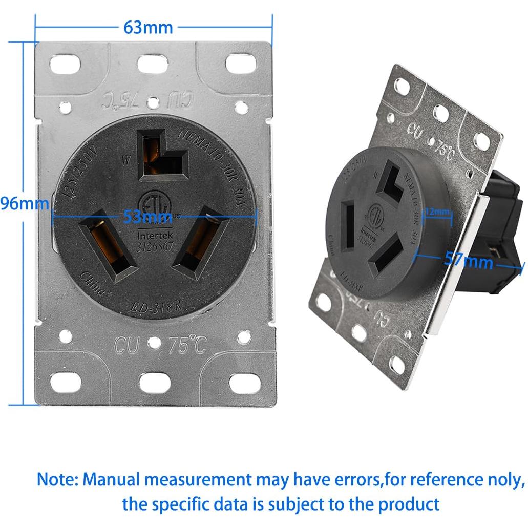 Toma NEMA 10-30R Strhowill 30A 250V para Secadora Empotrada