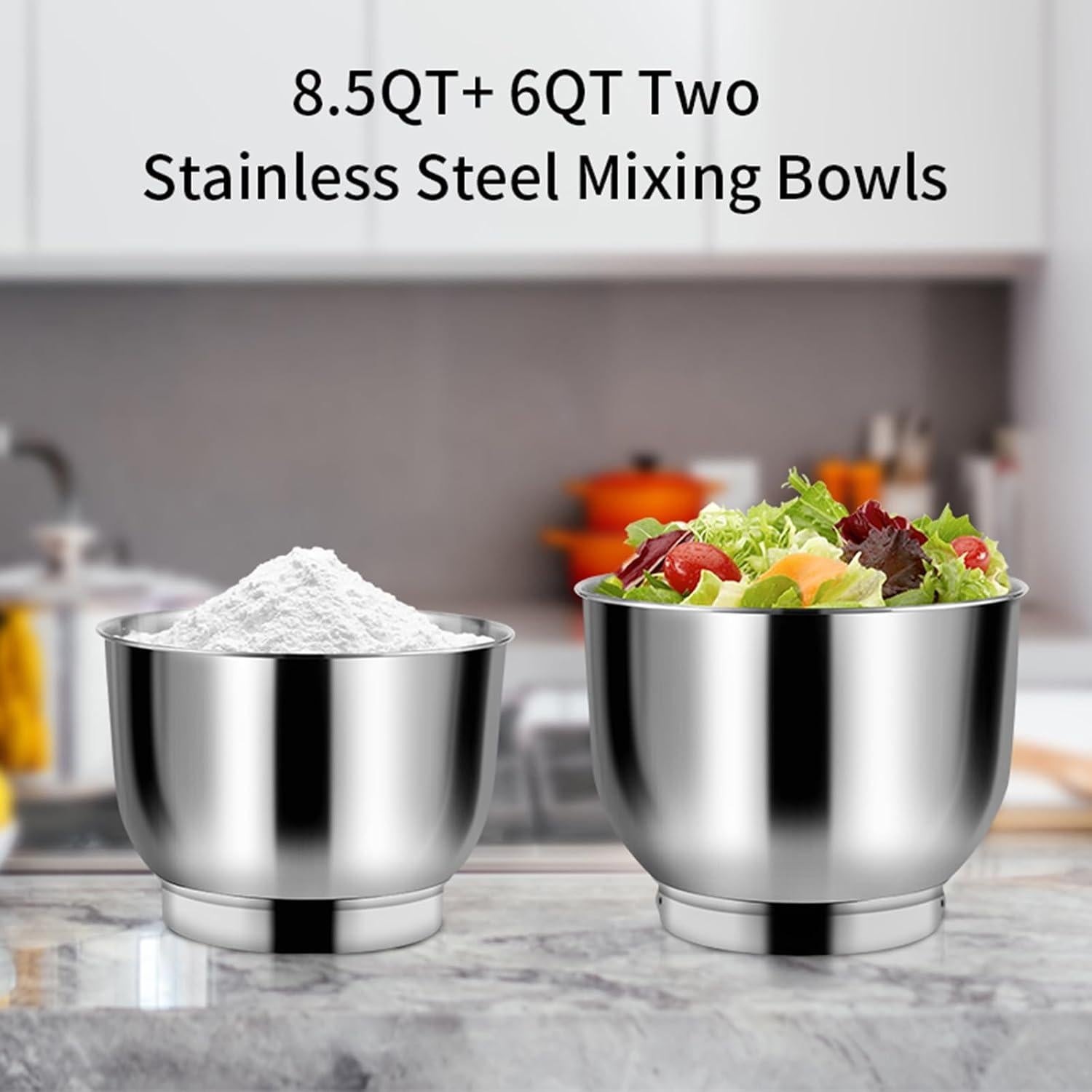 Batidora de Pie Aifeel 8.5QT + 6QT Acero Inoxidable Negra